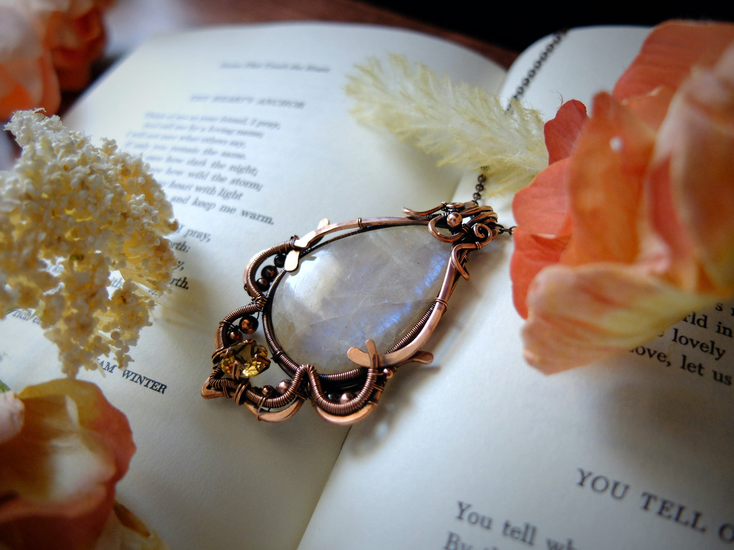 African Moonstone & Citrine Pendant "Elara"