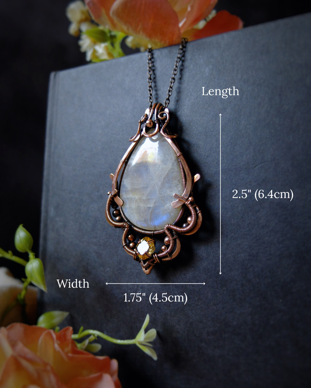 African Moonstone & Citrine Pendant "Elara"