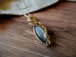 Silky Grey Moonstone Pendant in 14K Gold-Fill Silky Grey Moonstone Pendant in 14K Gold-Fill