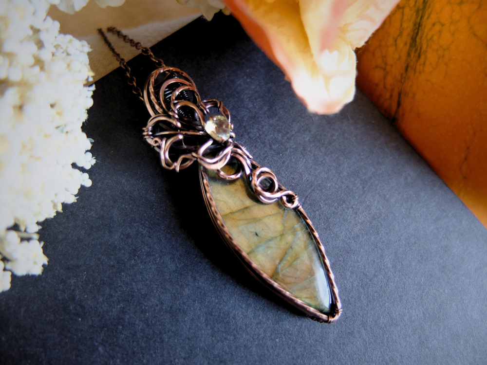 Golden Labradorite & Citrine Pendant
