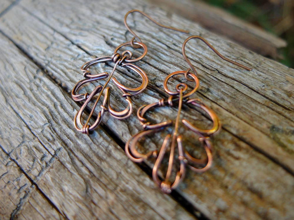 Pure Copper Oak Leaf Earrings