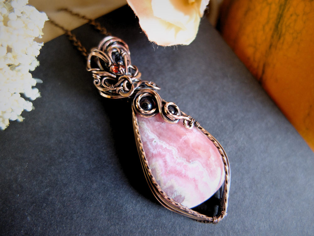 Rhodochrosite & Garnet Pendant