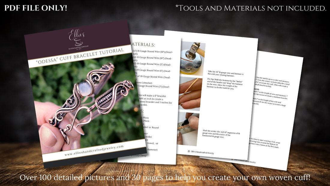 PDF Files displaying materials, cover and steps involved in creating the cuff.
